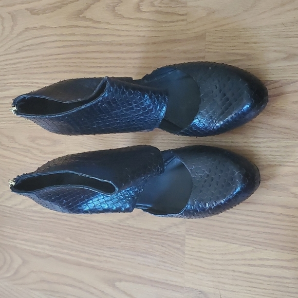 Loeffler Randall Black Leather Snakeskin Platform Heels Size 10 - Picture 2 of 9